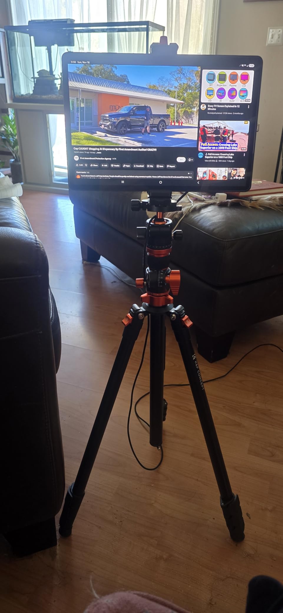 K&F CONCEPT 90''/230cm Overhead Camera Tripod, Horizontal Shooting Video Tripods with Fluid Head Heavy Duty, Detachable Monopod, for Indoor and Outdoor Use T254A7+FH-03 customer photo 2