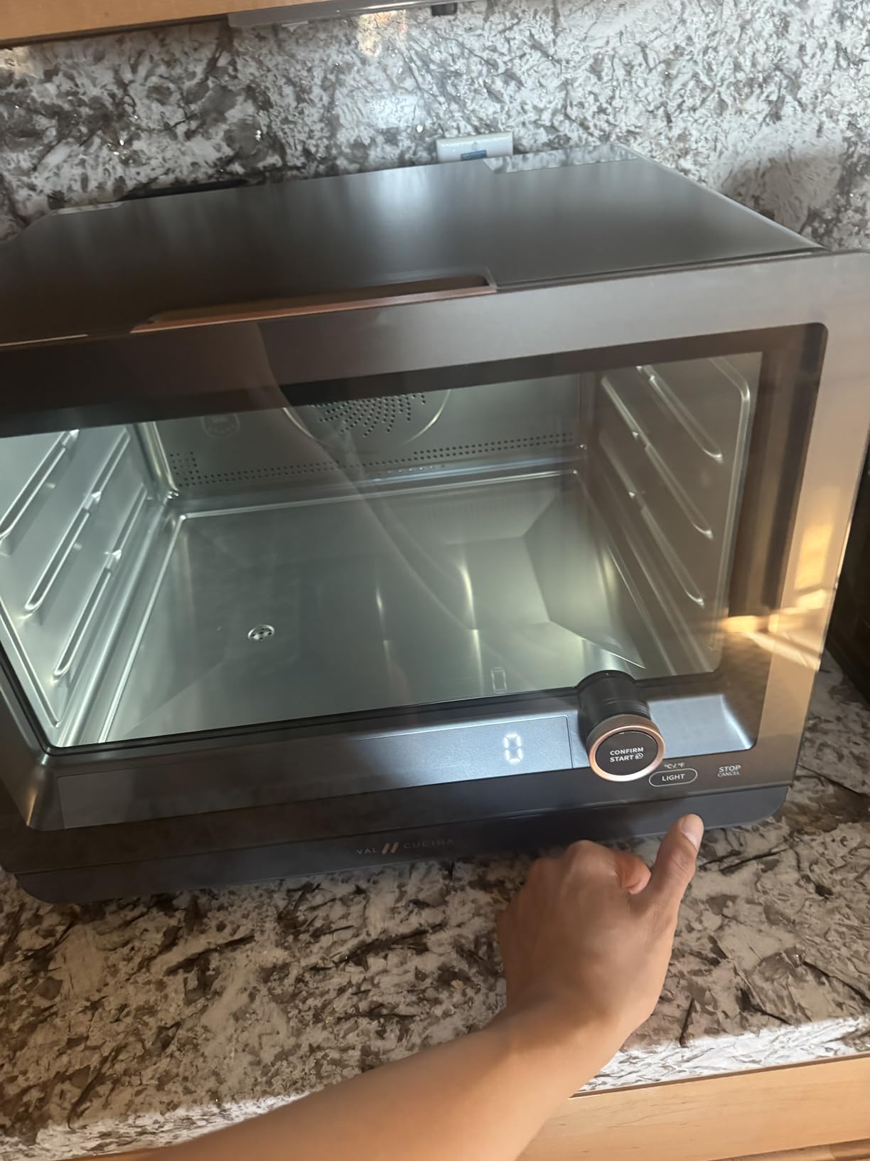 VAL CUCINA 7-in-1 Steam Convection Oven Countertop with Air Fry, Bake, Sous Vide, Ferment, Built-in Recipes | Anti-Scalding, Self Clean, Food-grade Stainless Steel Cavity & Accessories | 1500W customer photo 1