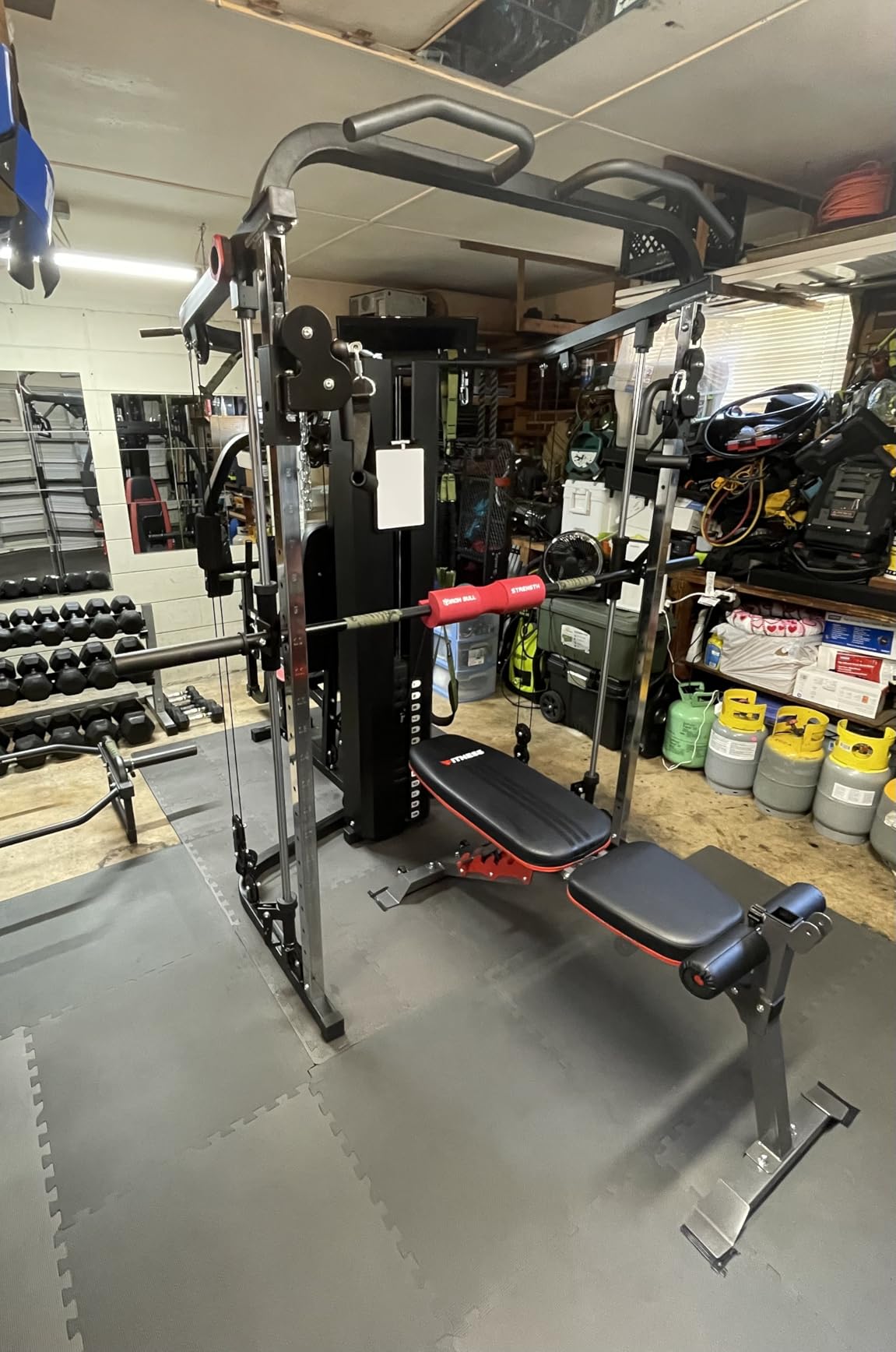 SunHome Multifunction Home Gym Equipment Workout Station, Smith Machine with 138LB Weight Stack, Leg Press, LAT Station for Full Body Training customer photo 1