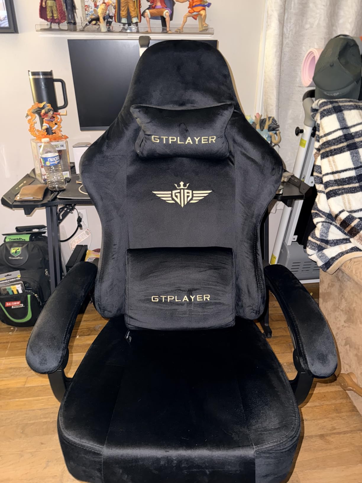 GTPLAYER Big and Tall Gaming Chair Fabric with Pocket Spring Cushion, High Back Ergonomic Computer Chair with Footrest for Adults Lumbar Support Swivel Game Chair for Office Gaming 350LBS, Black customer photo 2