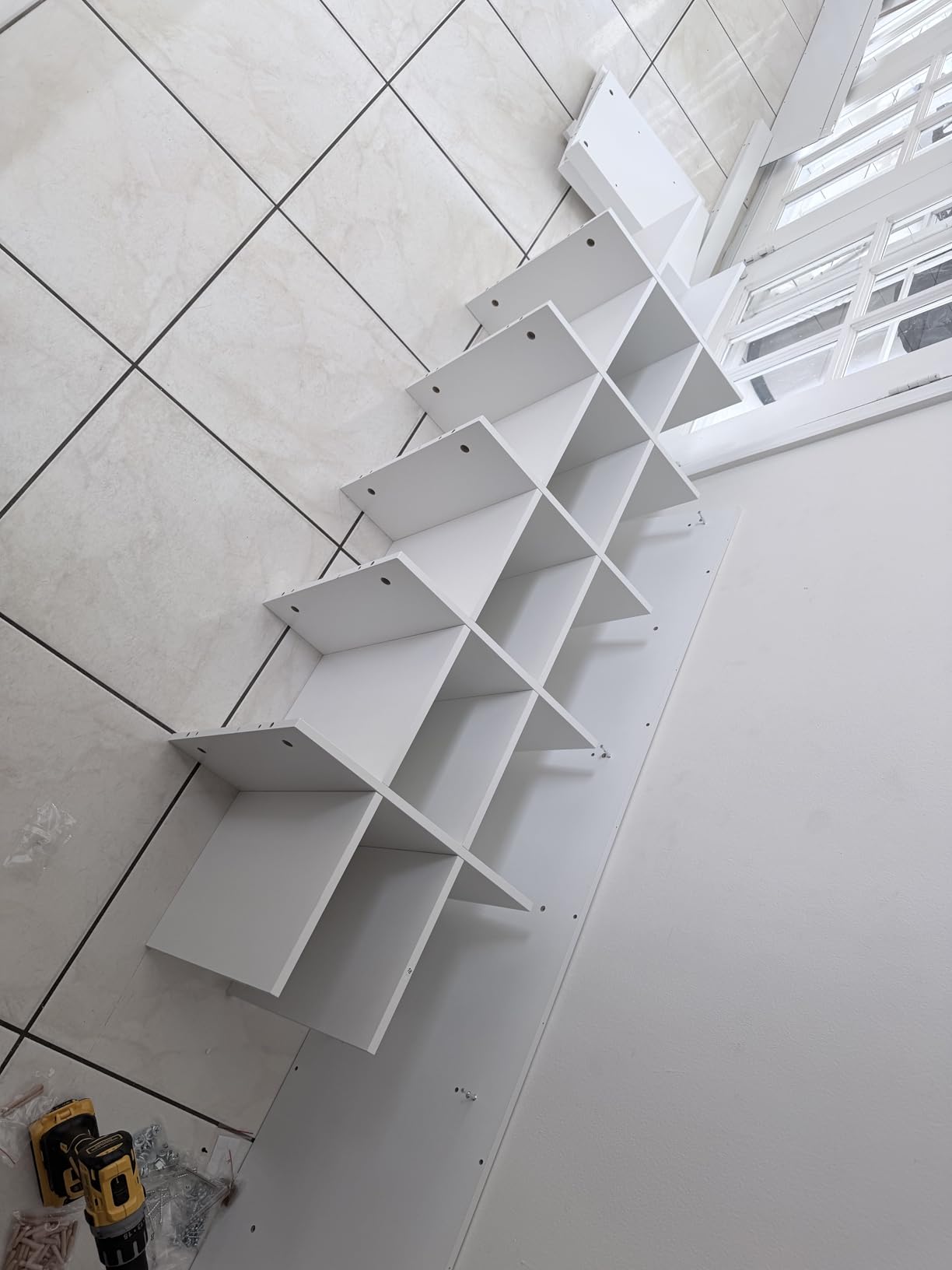 WOODTIME Extra Large Hall Tree with Bench and Shoe Storage, Multi-Purpose Entryway Bench with Coat Rack, Adjustable Shelves, 6 Double Hooks and 21 Open Compartments, White customer photo 1