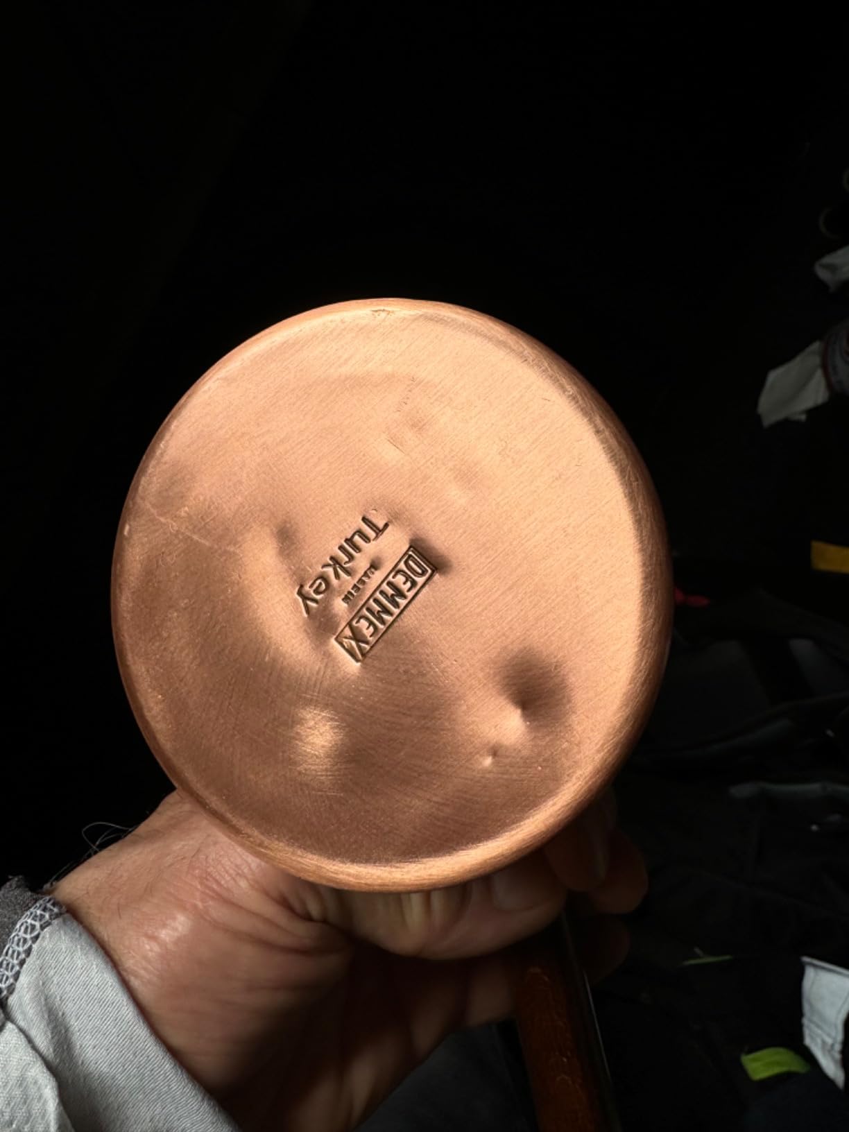 DEMMEX Turkish Coffee Pot - 1mm Thick Brushed Copper Cezve, Ibrik, Briki, Stovetop Greek Arabic Coffee Server, 100% Handmade, 8 fl oz, Serves 3 customer photo 1