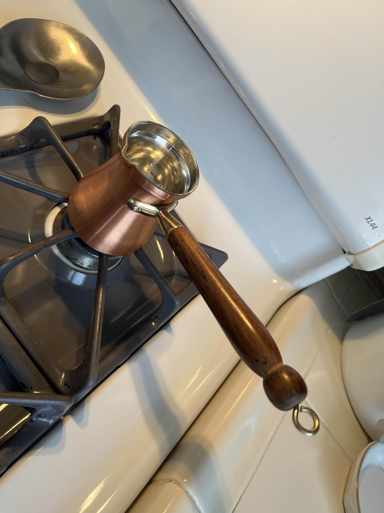 DEMMEX Turkish Coffee Pot - 1mm Thick Brushed Copper Cezve, Ibrik, Briki, Stovetop Greek Arabic Coffee Server, 100% Handmade, 8 fl oz, Serves 3 customer photo 2