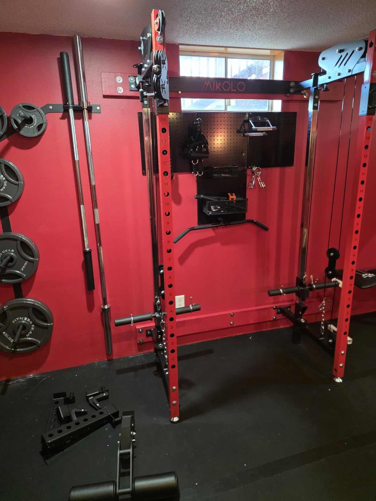 Mikolo Folding Squat Rack, Wall Mounted Power Rack with Cable Crossover Machine & LAT Pull Down, Functional Trainer with 5 Adjustable Function Modes, for Home Gym and Space Saving customer photo 1