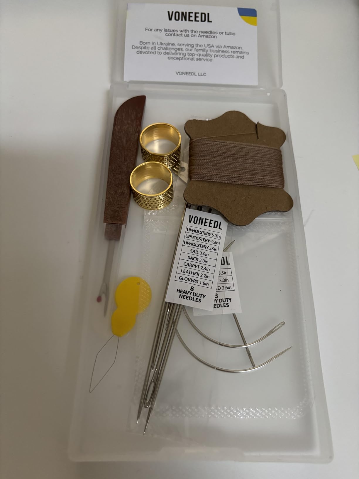 VONEEDL Upholstery Repair Kit: Waxed Sewing Thread (3 Colors) & Heavy Duty Needles (11 PCS) for Leather, Canvas & Quilting Thread customer photo 2