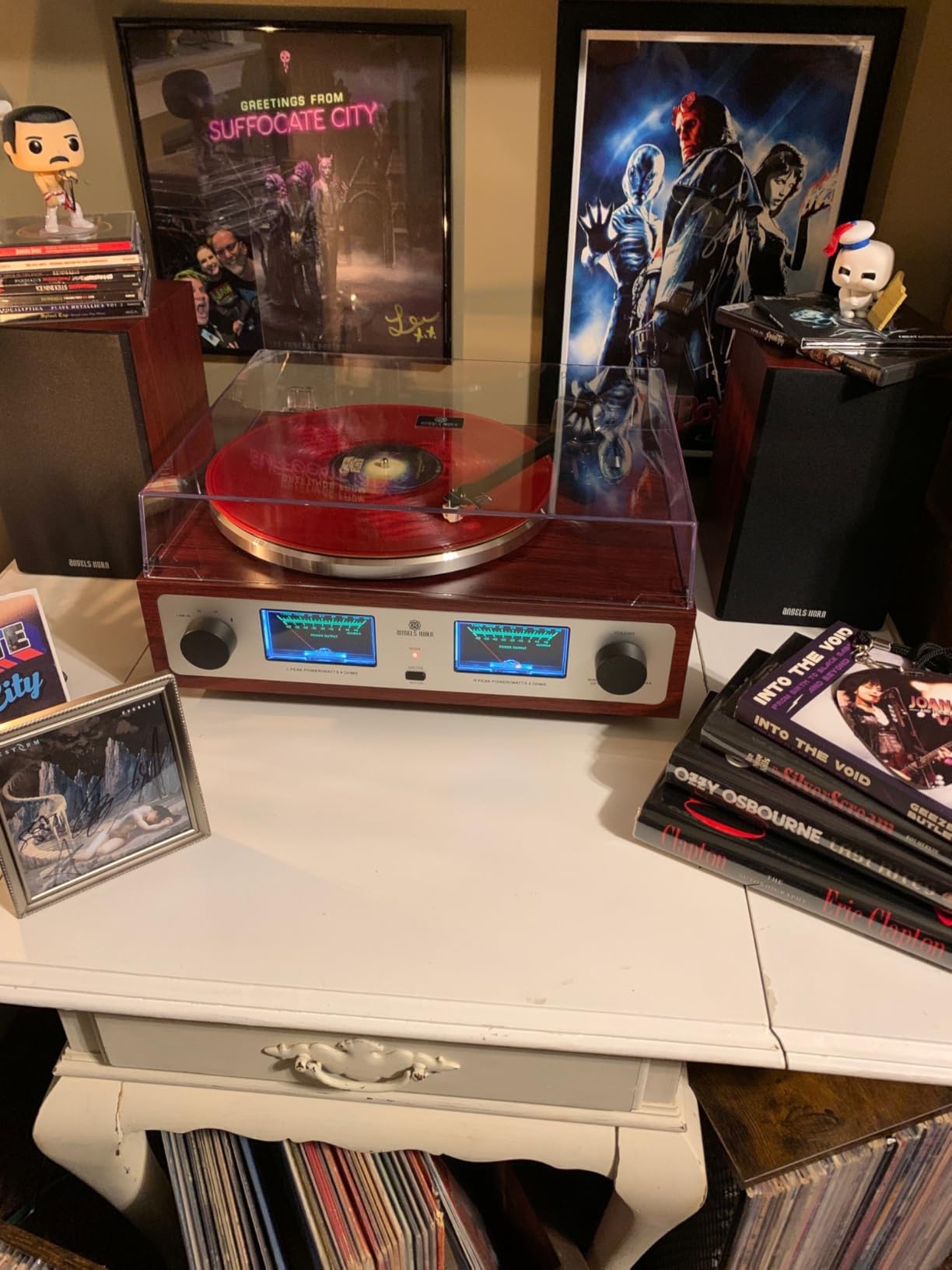 ANGELS HORN High Fidelity Bluetooth Turntable, Vinyl Record Player with Bookshelf Speakers, Built-in Phono Preamp, Belt Drive 2-Speed, Pitch Control, Adjustable Counterweight, AT-3600L customer photo 1