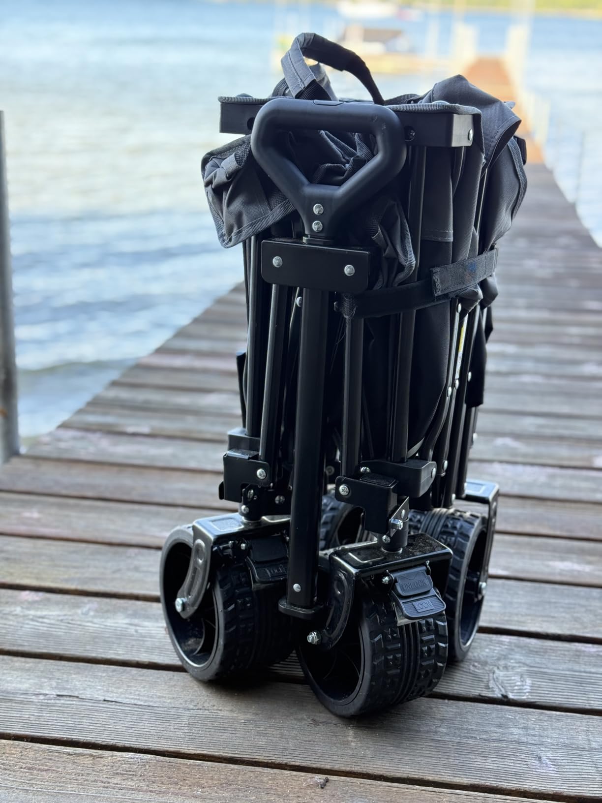 Originsure 220L Collapsible Beach Wagon Cart with Big Wheels, 460lbs, Black | 38