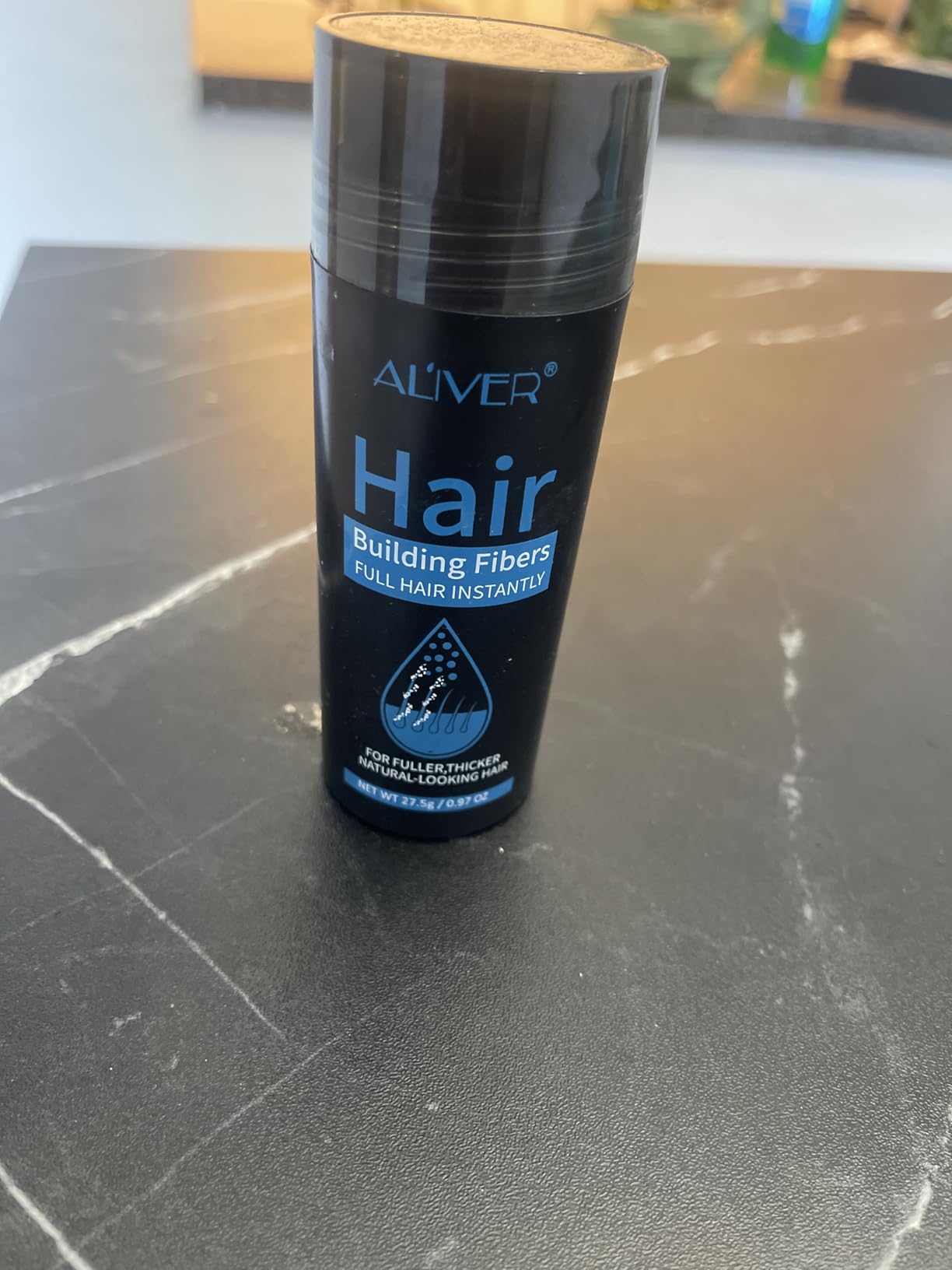 Aliver Hair Fibers for Thinning Hair - Black - 27.5Gr, Undetectable Natural Formula, Thicker Fuller Hair in 15 Seconds, Conceals Hair Loss, Look Younger, for Men & Women Patchy Bald Spot, Crown customer photo 1