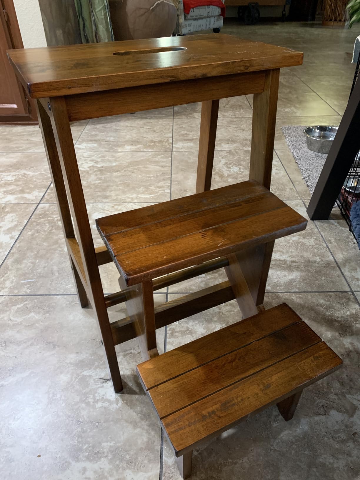 Giantex Folding 3 Tier Step Ladder, Multipurpose 3-in-1 Wood Step Stool with Anti-Slip, Convenient Handle, Display Ladder and Storage Shelf for Library, Home Kitchen customer photo 1