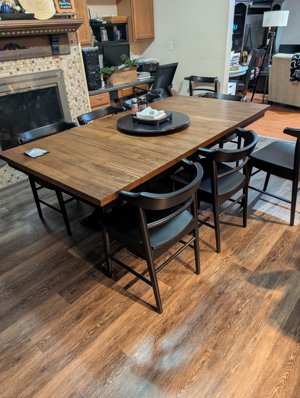 Signature Design by Ashley Wildenauer Farmhouse Dining Extension Table, Dark Brown & Black customer photo 2