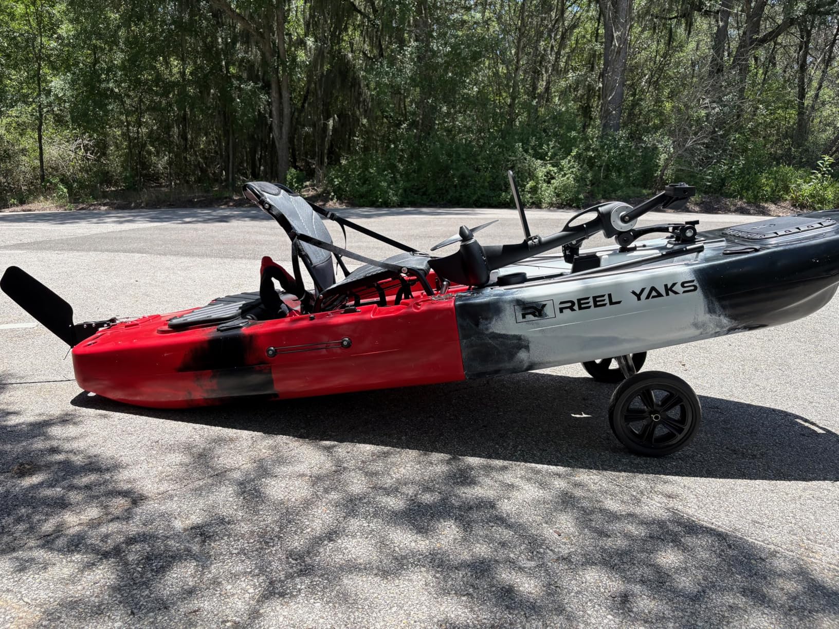 Reel Yaks Raider Modular Fishing Kayak - 9.5ft, 380 lbs Capacity, Black White Red - Pedal Fishing Kayaks for Adults & Youth, Sit on Top, Compact Storage, Lightweight, Easy Transport customer photo 1