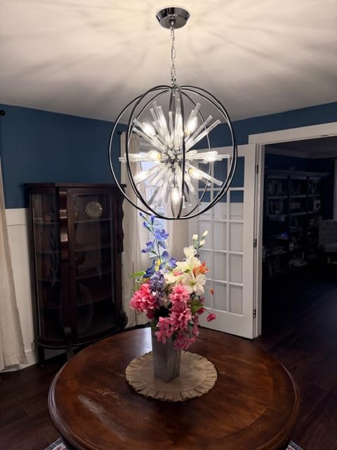 Vezzio 35 inch Large Black Crystal Chandelier Modern Globe Chandeliers for High Ceilings 20-Light Round Chandelier for Foyer Entryway Stairway Dining Room Hallway customer photo 1