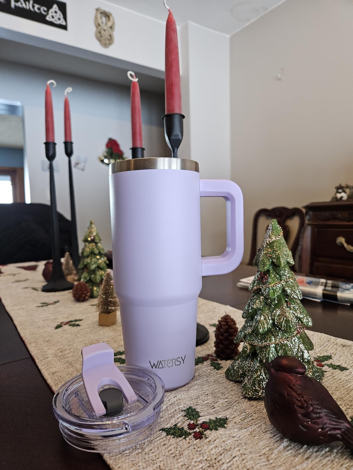 40 oz Tumbler with Handle,Tumbler with Lid and Straw,Double Wall Insulated Cup Stainless Steel Travel Mug(Cold for 34 Hours),Water Bottle for Iced Tea,Coffee,Cold Beverages(Purple) customer photo 1