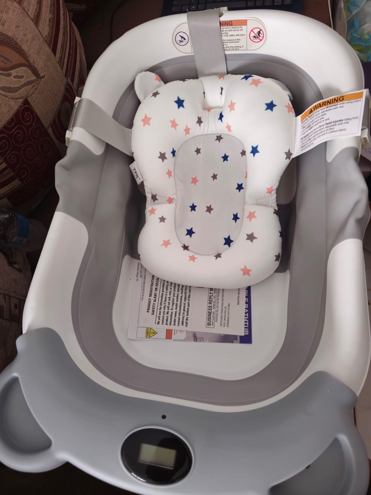 TPN Collapsible Baby Bathtub, Baby Bath Tub with Soft Cushion & Real-Time Thermometer, Baby Bathtub Infant to Toddler Tub (0-36 Months), Portable Newborn Travel Bath tub customer photo 1