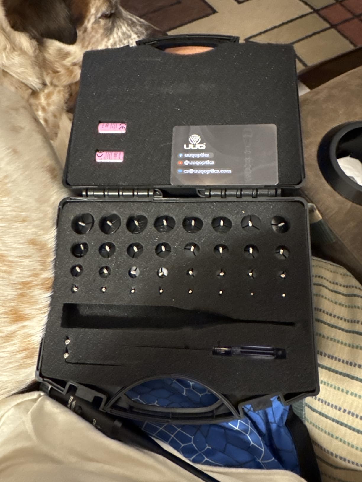 UUQ Professional Laser Bore Sight Kit with Button Switch,Red/Green Laser with 32 Adapters for 0.17 to 12GA Calibers,Suitable for Pistol Rifle Airsoft & Shotgun,Powerful Hunting Equipment customer photo 2