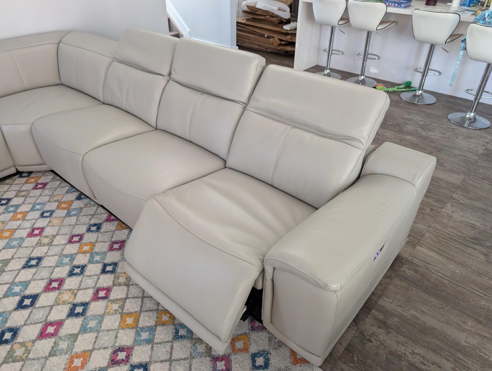 BlackJack Furniture Venice 8-Piece Top Grain Italian Leather Sectional Reclining Sofa Set with 4 Power Recliners, Adjustable Headrests, USB and Wireless Phone Charger and Console Storage, Cognac customer photo 2