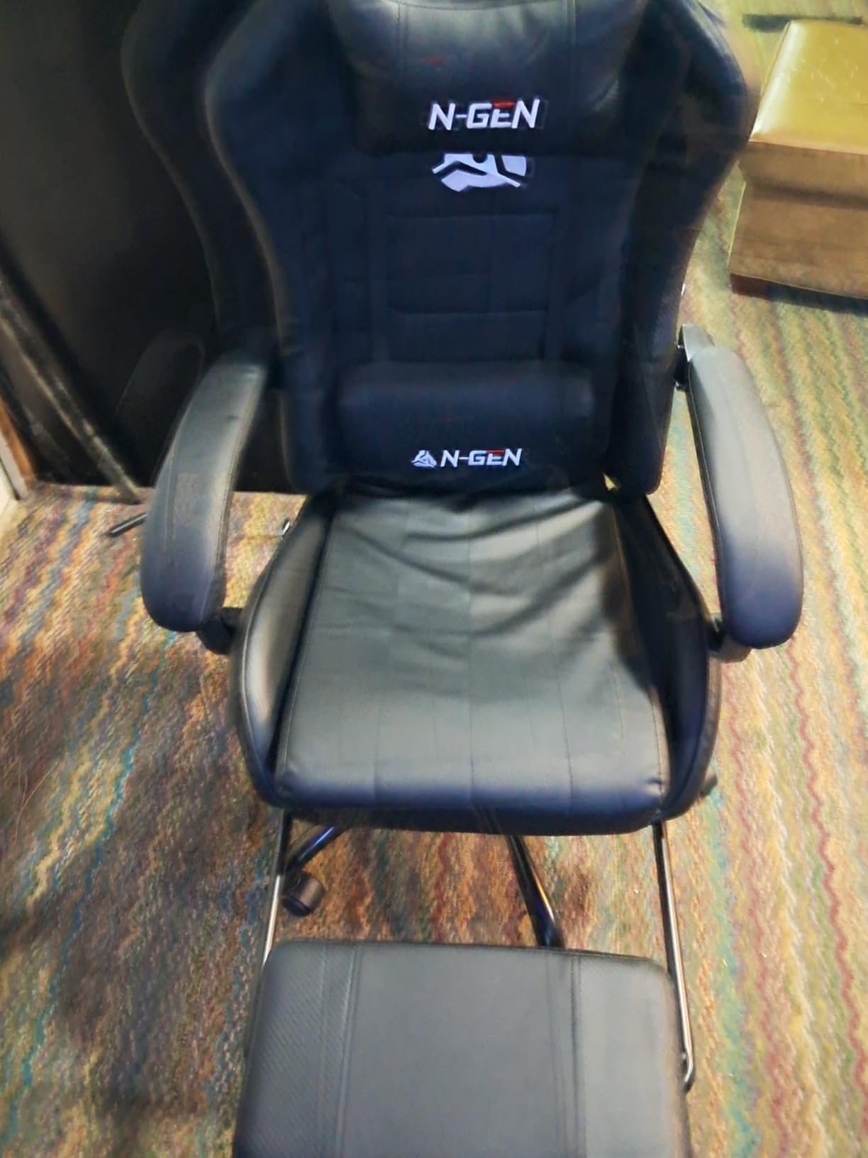 N-GEN GAMING Video Gaming Chair with Footrest Lumbar Support for Home Office High Back Recliner Height Adjustable Ergonomic Comfy Leather Computer Desk Chair (White) customer photo 1