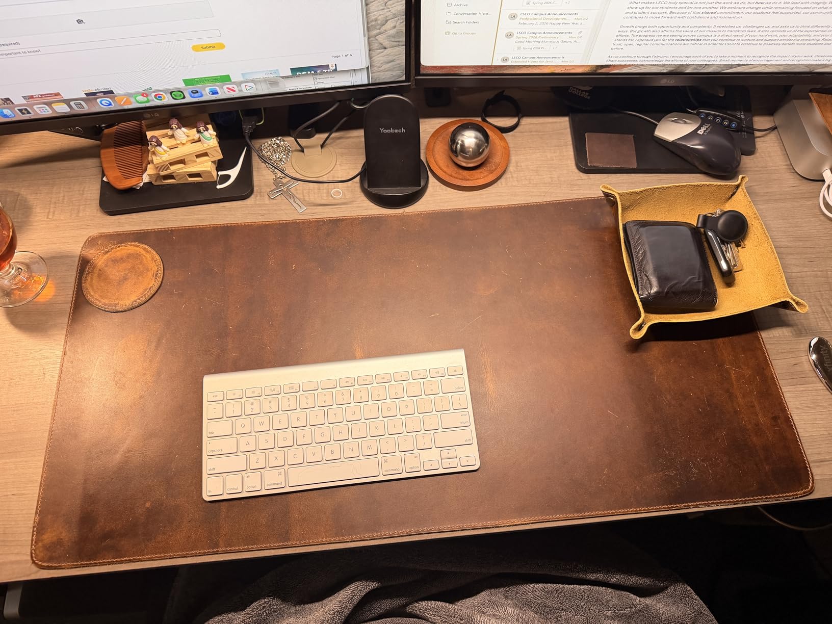 Leather Desk Mat Desk Pad - Full Grain (32x16) Leather Desk Cover Blotter & Protector - Large Computer Keyboard Gaming Table Mat - Desktop Accessories Mouse Pad for Laptop, Office & Home customer photo 1