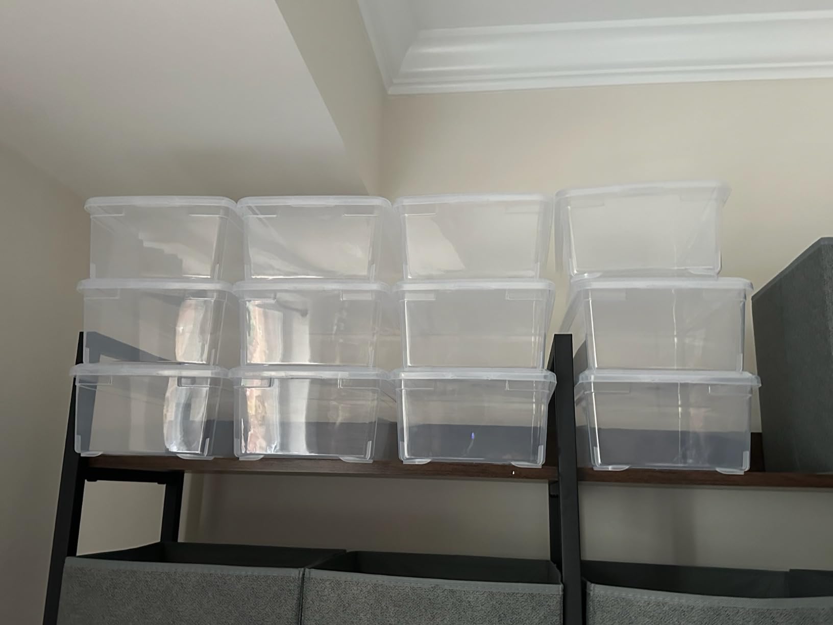 Stackable Plastic Storage Shoebox, BPA-Free Nestable Container with Latching Lid to Organize Shoes, See-Through Box for Home and Office, Multi-Purpose Clear Bins (12 Pack 6 Quart) customer photo 1