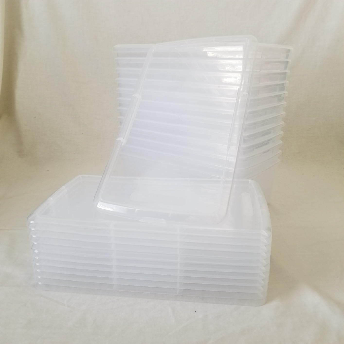 Stackable Plastic Storage Shoebox, BPA-Free Nestable Container with Latching Lid to Organize Shoes, See-Through Box for Home and Office, Multi-Purpose Clear Bins (12 Pack 6 Quart) customer photo 2