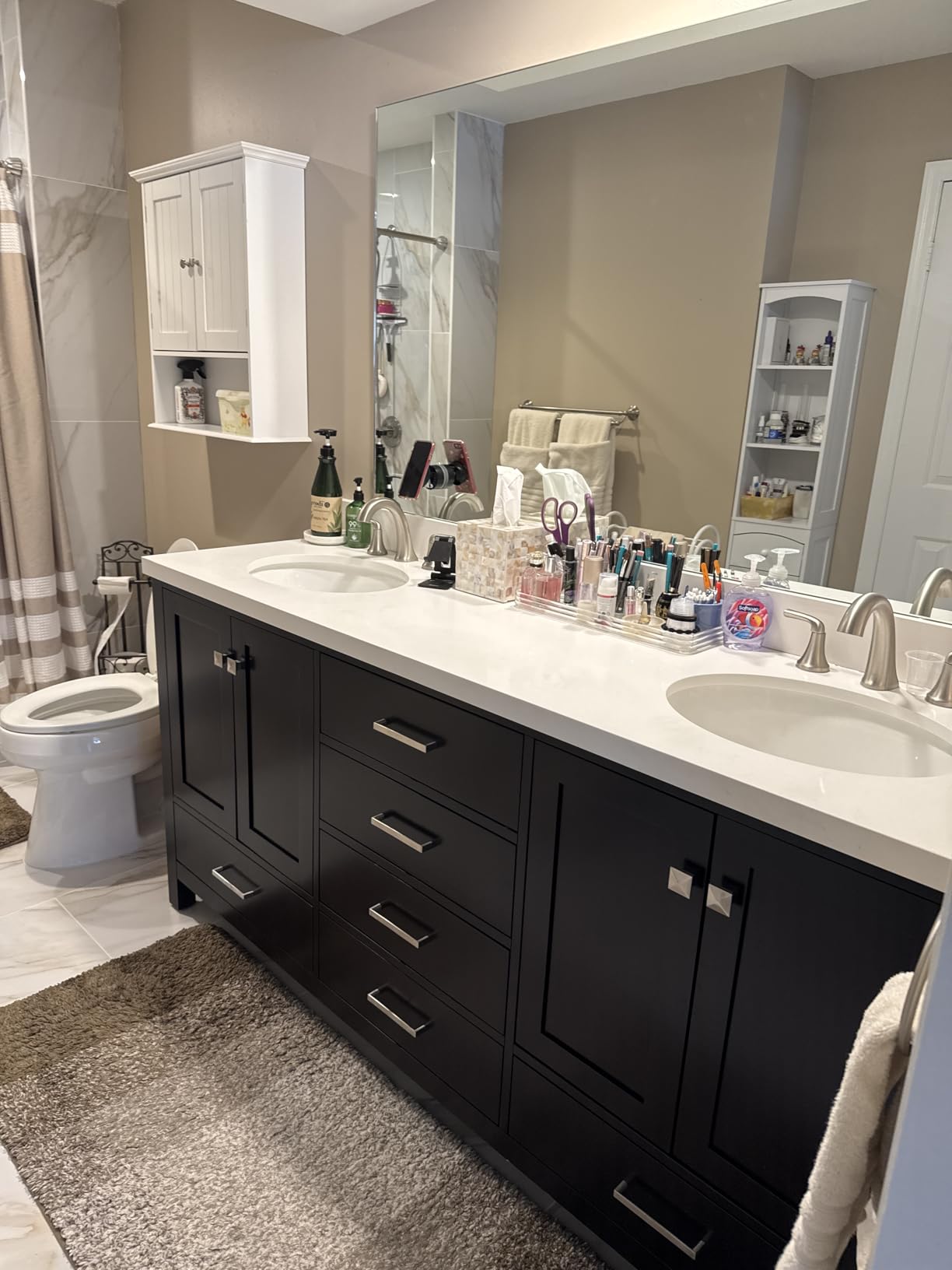 ARIEL Cambridge 72-inch Bathroom Vanity with Sink,Solid Wood, 1.5-inch Pure White Quartz Countertop & Backsplash, Double Oval Porcelain Sink, 4 Soft Closing Doors, 6 Dovetail Drawers, White Oak customer photo 2
