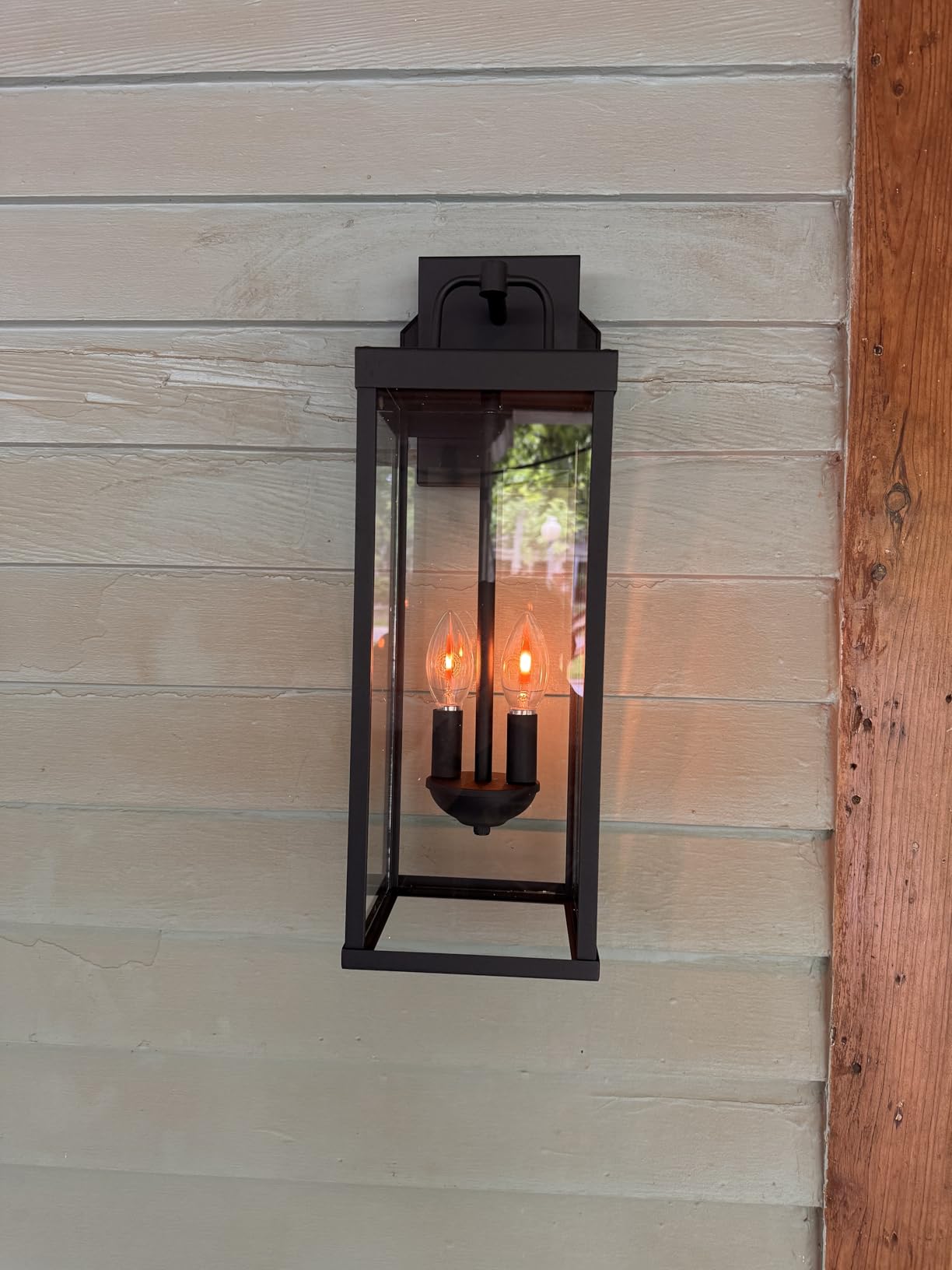 Outdoor Pendant Light, 25'' Large Hanging Lights Lantern Light, Modern Outside Chandelier with Clear Glass, Exterior Gazebo Light for Patio, Porch, Yard, Garage customer photo 2