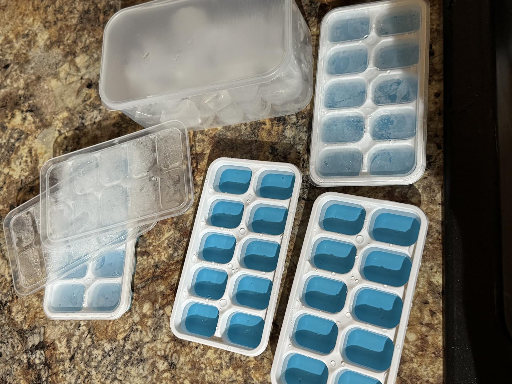 DOQAUS Ice Cube Tray with Lid and Bin - 4 Pack Silicone Ice Cube Trays for Freezer, Stackable Ice Bucket Kits with Storage Container & Scoop for Kitchen, RV, Cocktail, Coffee customer photo 2