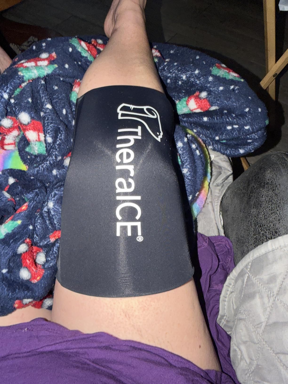 TheraICE Knee Ice Pack Wrap Compression Sleeve for Injuries, Reusable Gel Cold Packs Brace Also for Elbow, Ankle & Calf - Flexible Cold Wrap Recovery for Meniscus, ACL, MCL Pain Relief (L) customer photo 1
