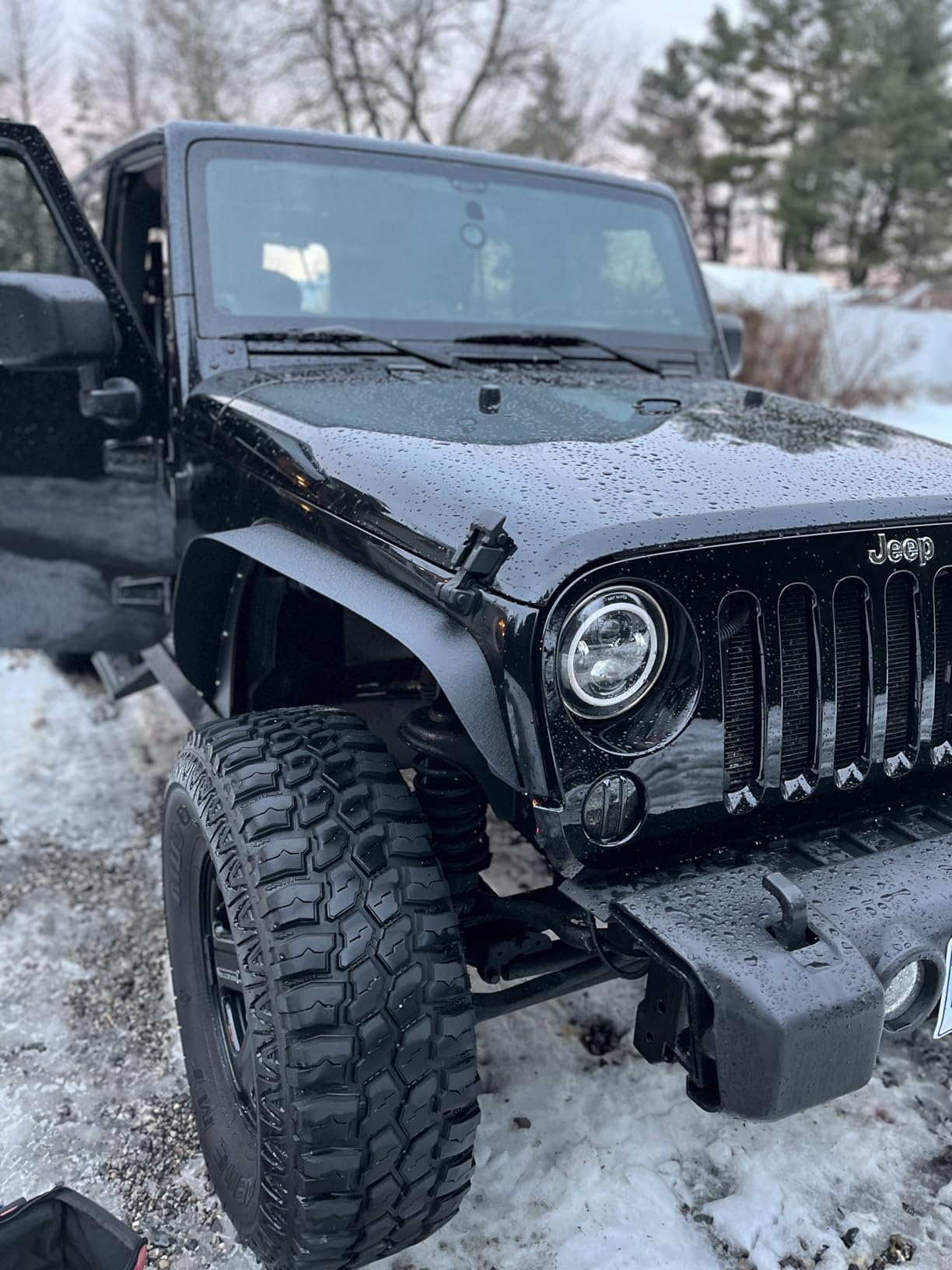 for JK 4-Piece Flat Style Front and Rear Fender Flares Kit Compatible with 2007-2018 Jeep Wrangler JK JKU Unlimited (2/4 Doors) Off-Road Heavy Duty Steel Wheel Fenders Combo, Textured Black customer photo 2