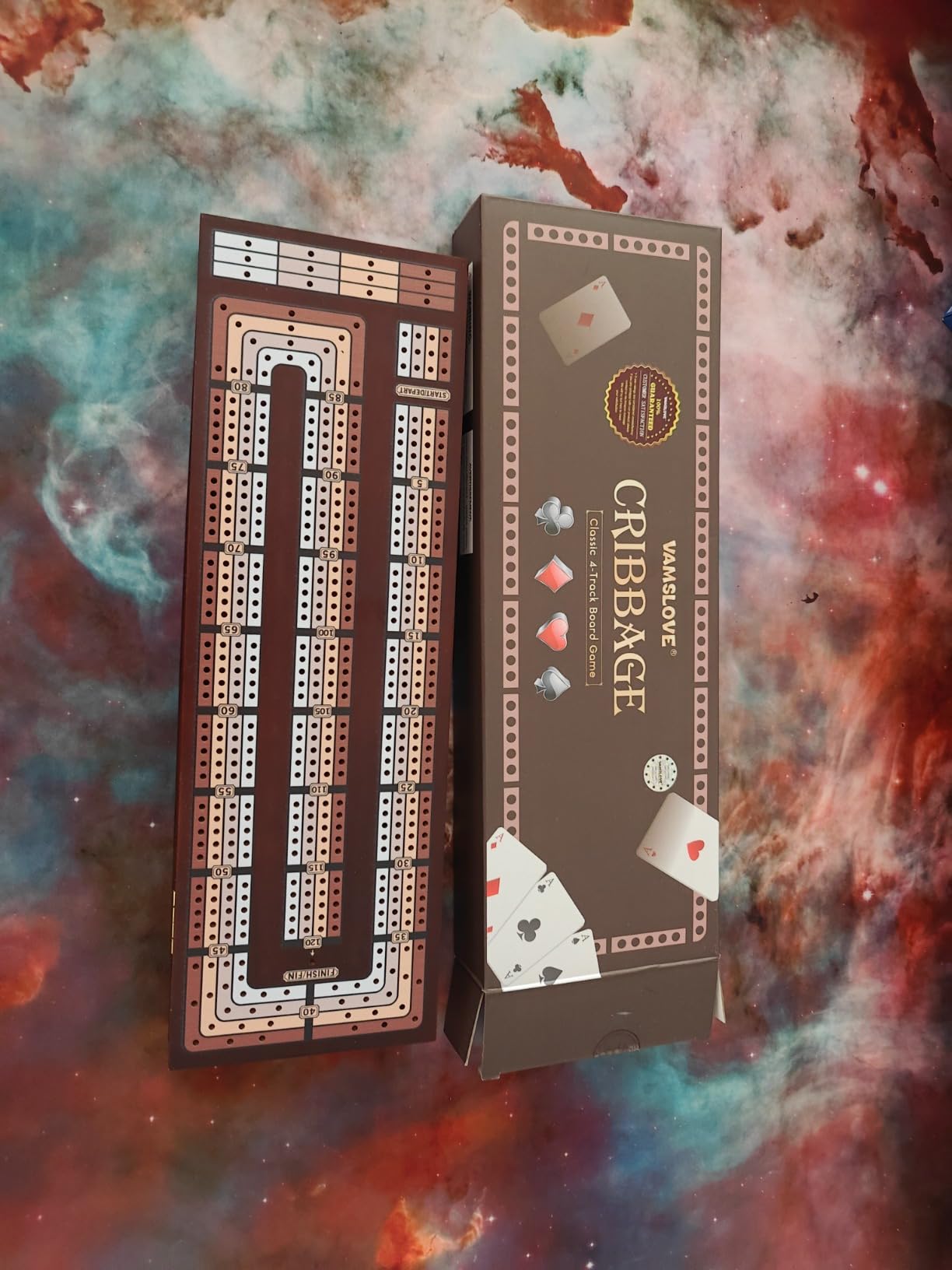 VAMSLOVE Upgraded Wooden 4-Track Cribbage Board Game Magnetic Scoreboard with Large Slots for Storing 2 Playing Cards and 12 Metal Pegs, Travel Family Game Night customer photo 2