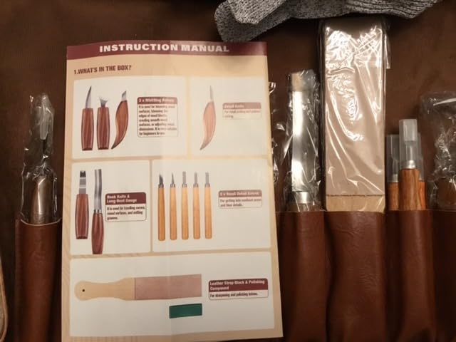 Wood Carving Tools, 15Pcs Wood Carving Kit with PU Storage Bag, Wood Whittling Kit with 6Pcs Whittling Knives & 5 Detail Carving Knives for Adults Wood Carving DIY customer photo 2