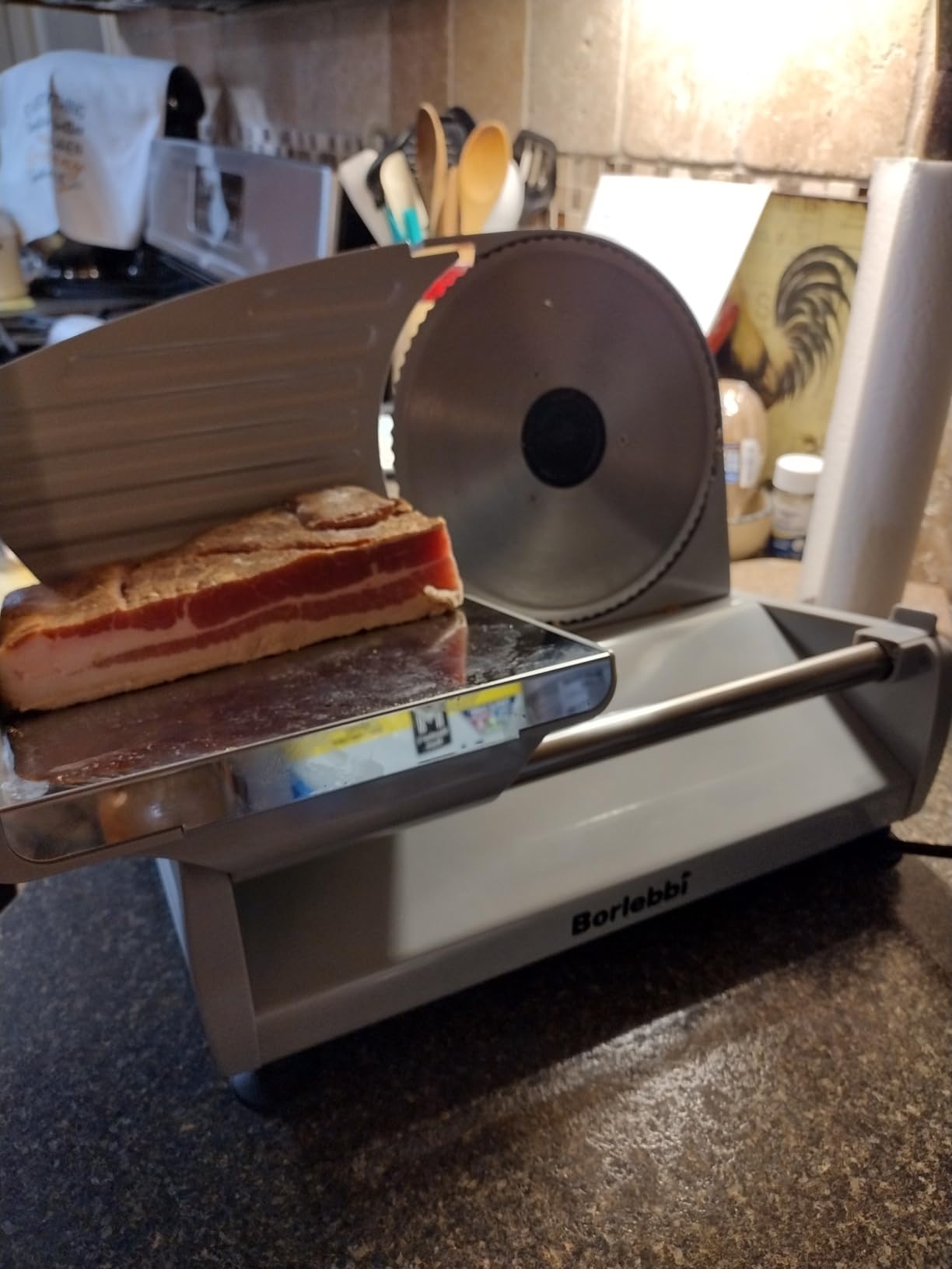 Meat Slicer, 200W Meat Slicer Machine for Home, DC Motor Quiet Deli Slicer with 2 Removable 7.5'' Stainless Steel Blades, Adjustable Dial for 0-15mm, Electric Food Slicer for Meat, Cheese, Bread customer photo 2