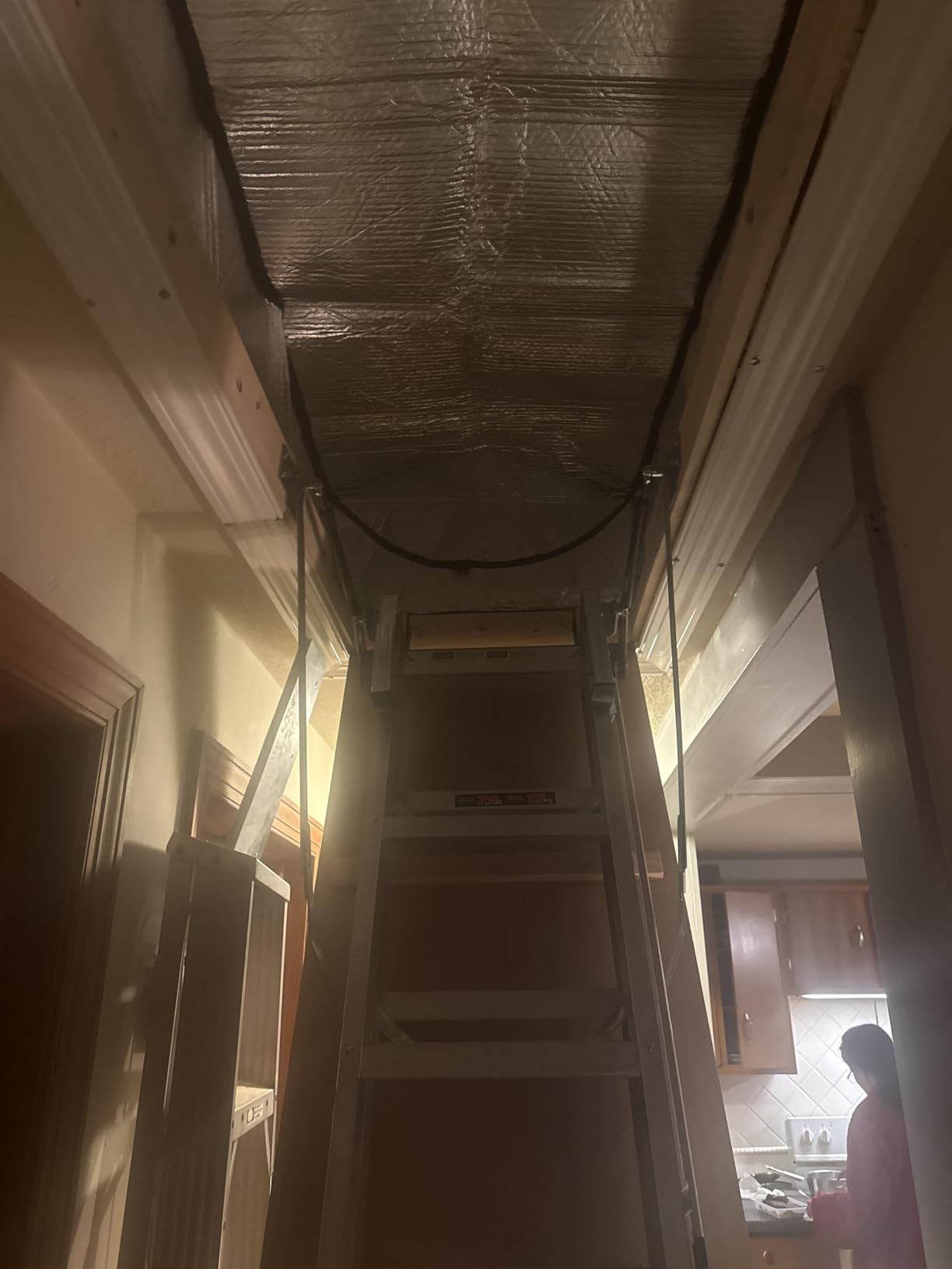 Aluminum Attic Ladder - Retractable Loft Stairs, Folding Pull-Down Design, Manual Lifting for 7'8