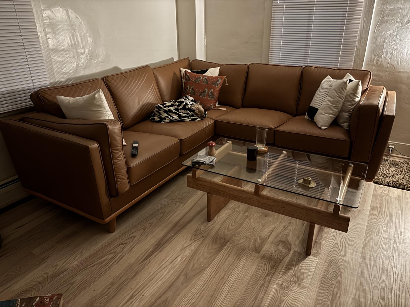 Valencia Artisan Full Leather Sofa - Pure Full Italian Nappa Leather Couch, Solid Wood Accent, Ultimate Comfort (Cognac, Left Chaise Sectional) customer photo 2