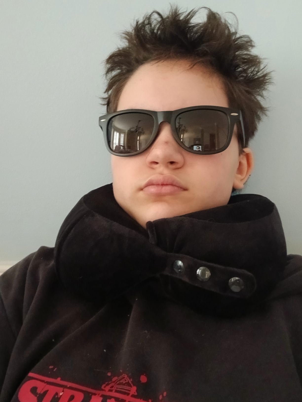 Neck Pillow for Traveling, Travel Pillows for Airplanes, 100% Pure Memory Foam Travel Neck Pillow, Adjustable Flight Pillow customer photo 2