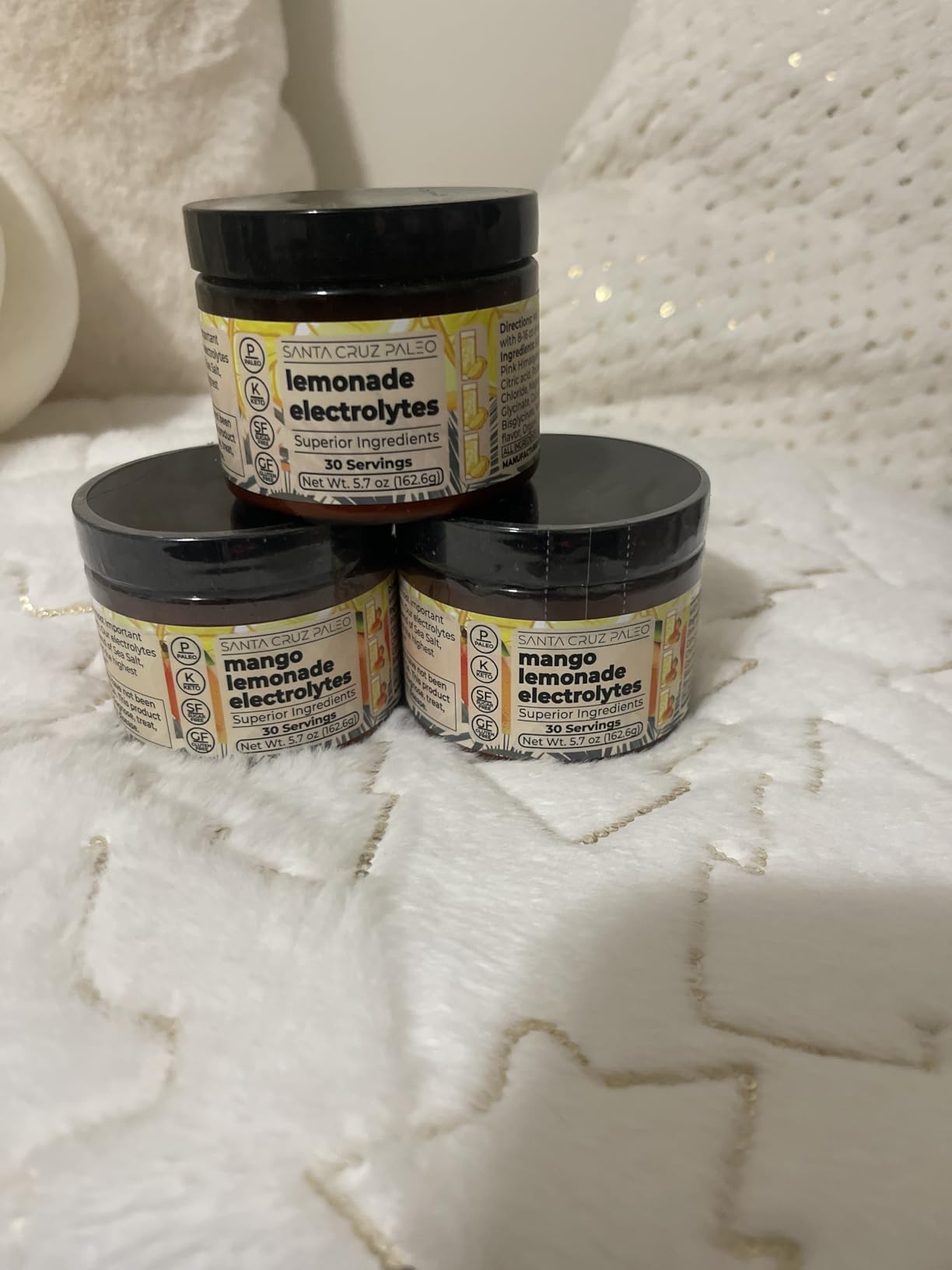 Santa Cruz Paleo Electrolyte Powder, Mango Lemonade, Sugar Free Hydration Drink Mix with Himalayan Pink Salt, Sea Salt, Magnesium Glycinate, Potassium Chloride, Sweetened with Stevia, 30 Servings customer photo 1