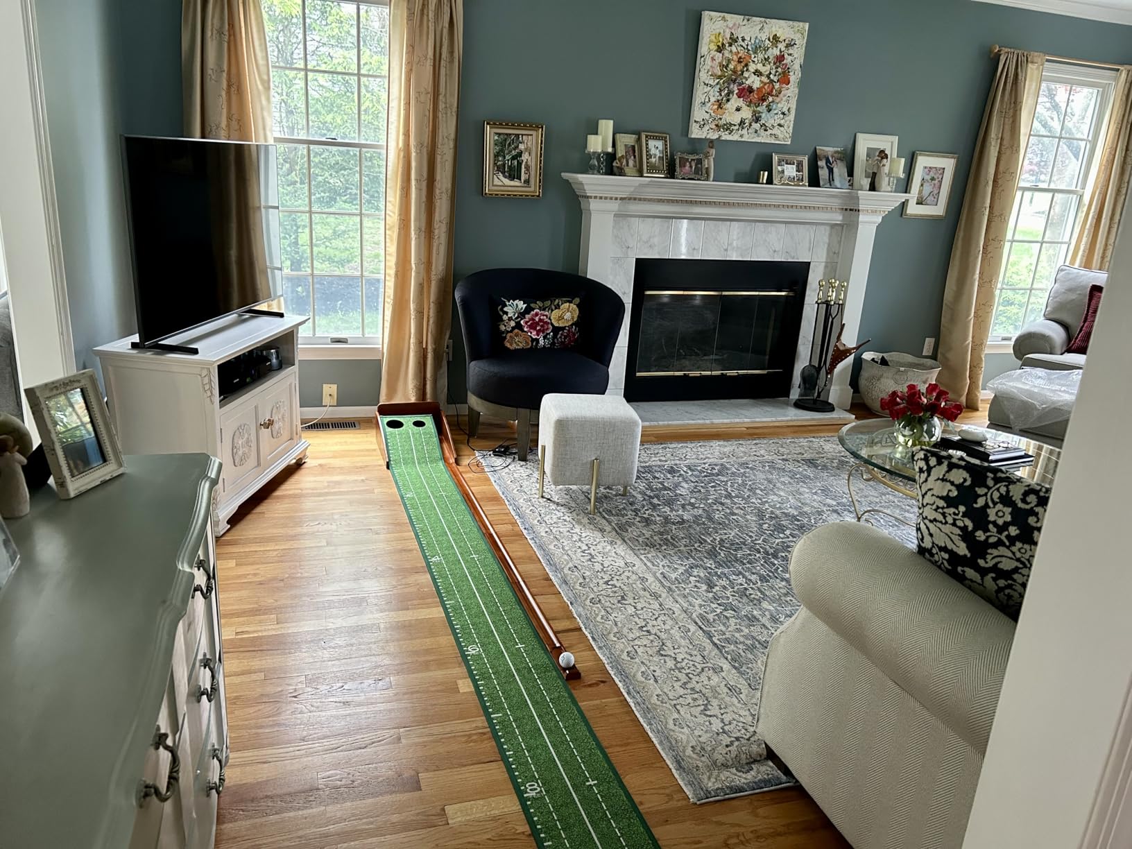 Putting Green Indoor,Golf Putting Mat with Auto Ball Return,Premium Crystal Velvet Surface, Practice Putting mat, Perfect Training Aid & Gift for Golf Lovers Christmas customer photo 1