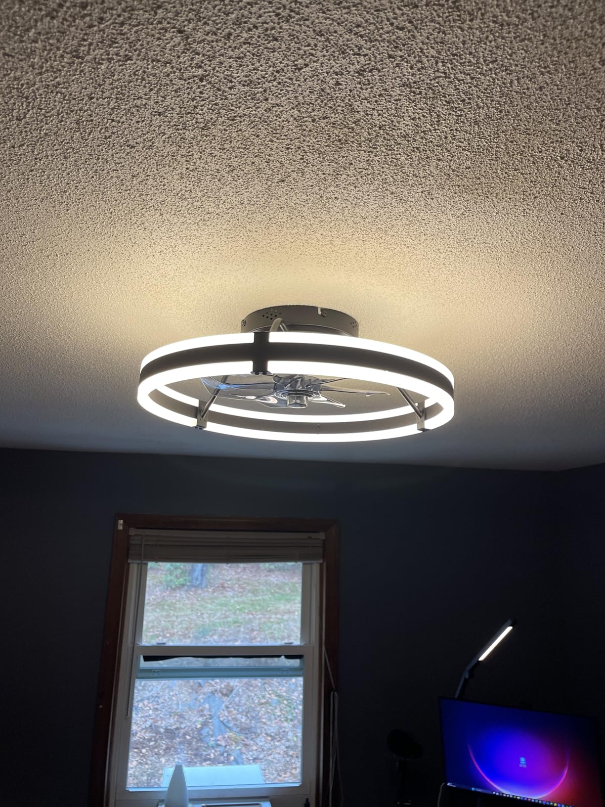 ZMISHIBO Ceiling Fans with Lights and Remote, 19.7'' Low Profile Ceiling Fan, 3000-6000K Dimmable Modern Flush Mount LED Fan Light, 6 Wind Speeds, Black Fandelier Ceiling Fans for Bedroom customer photo 1