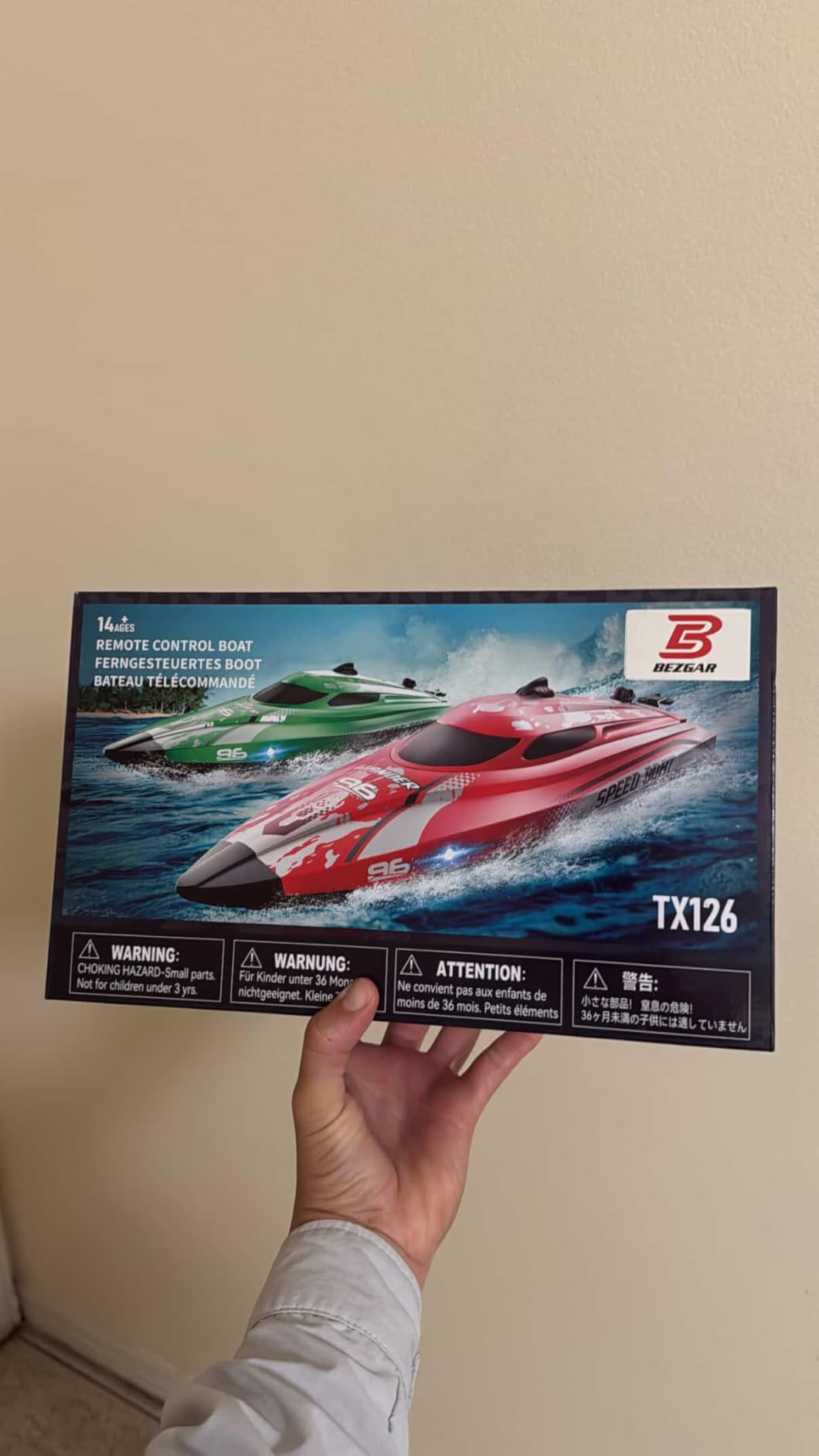 BEZGAR RC Boat, 12 inch Remote Control Boat for Kids and Adults, 25 KPH Fast RC Speed Boats with 700mAh Battery, Ideal Waterproof Toy Boats for Lakes & Pools - TX126 Red customer photo 1