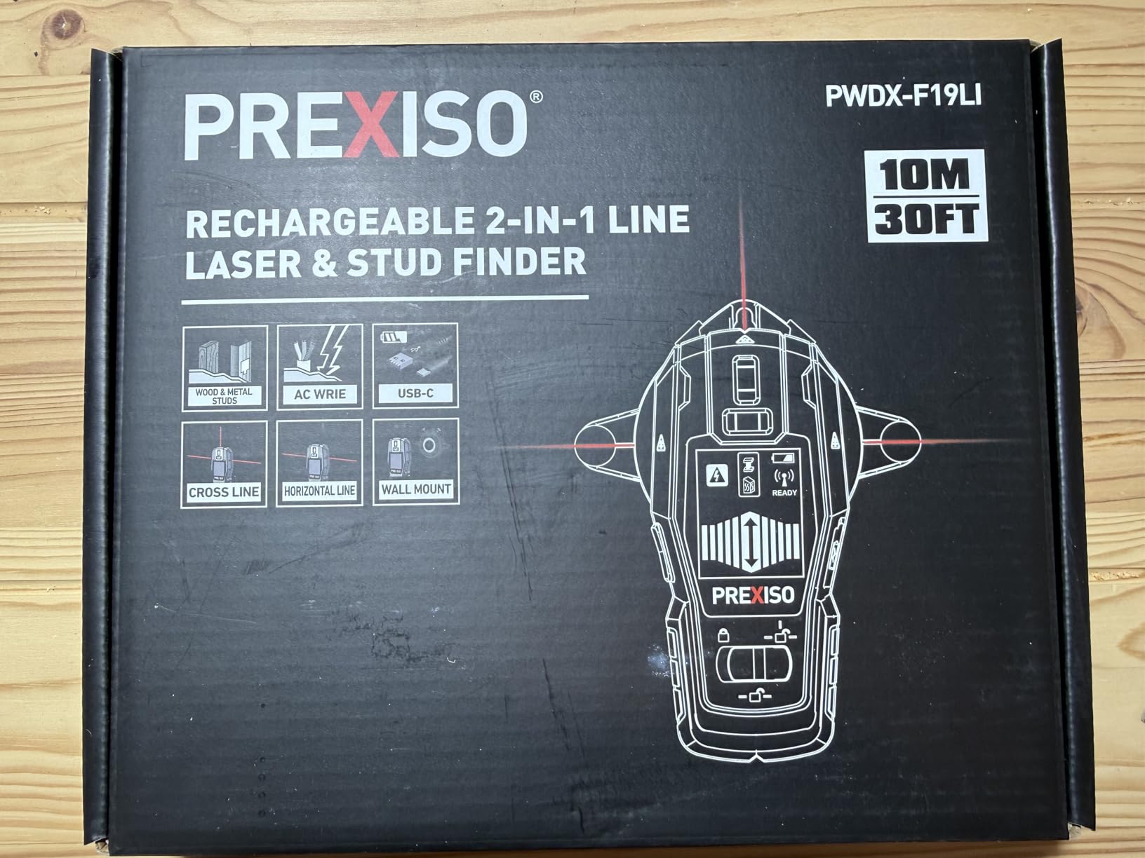 PREXISO 2-in-1 Stud Finder with Laser Level, Rechargeable Multi Surface Cross Line Laser & Wall Stud Scanners Tool for Hanging Frames & Picture, Wood AC Wire Metal Studs Joist Pipe Detection customer photo 1