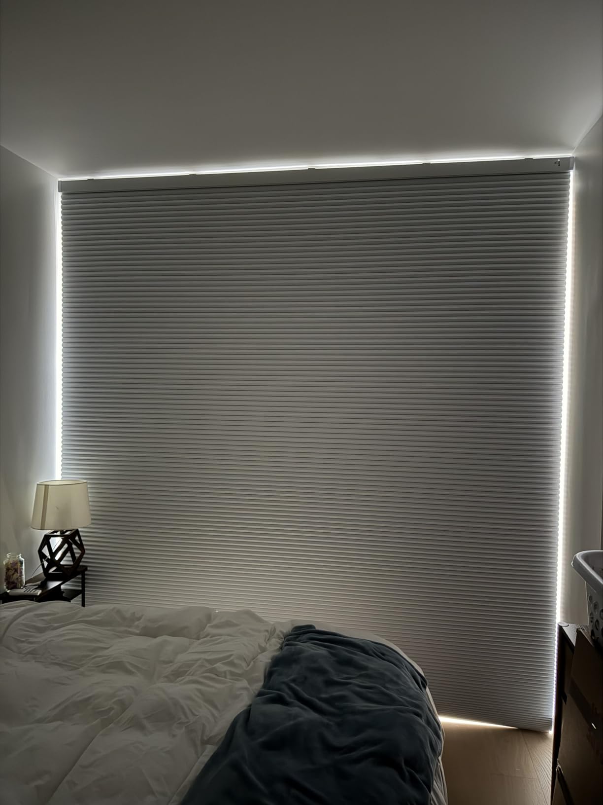 Motorized Cellular Shades with Remote, Blackout Smart Cellular Shades Compatible with Alexa, Cordless Honeycomb Window Blinds for Bedroom Home Office, Custom Size, Blackout Pearl customer photo 2