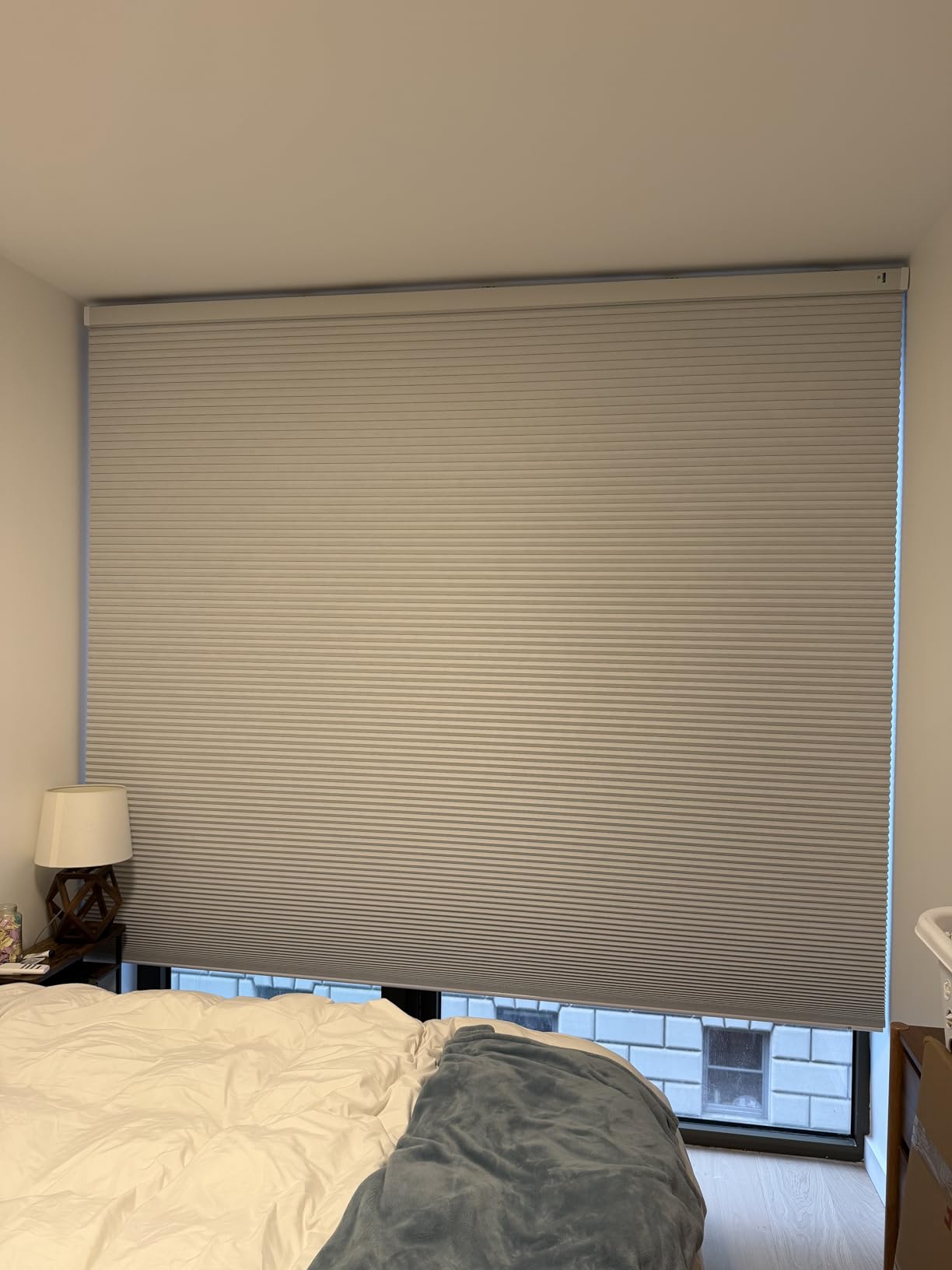 Motorized Cellular Shades with Remote, Light Filtering Smart Cellular Shades Compatible with Alexa, Honeycomb Window Blinds for Bedroom Home Office, Custom Size, Half Shading Cream customer photo 1