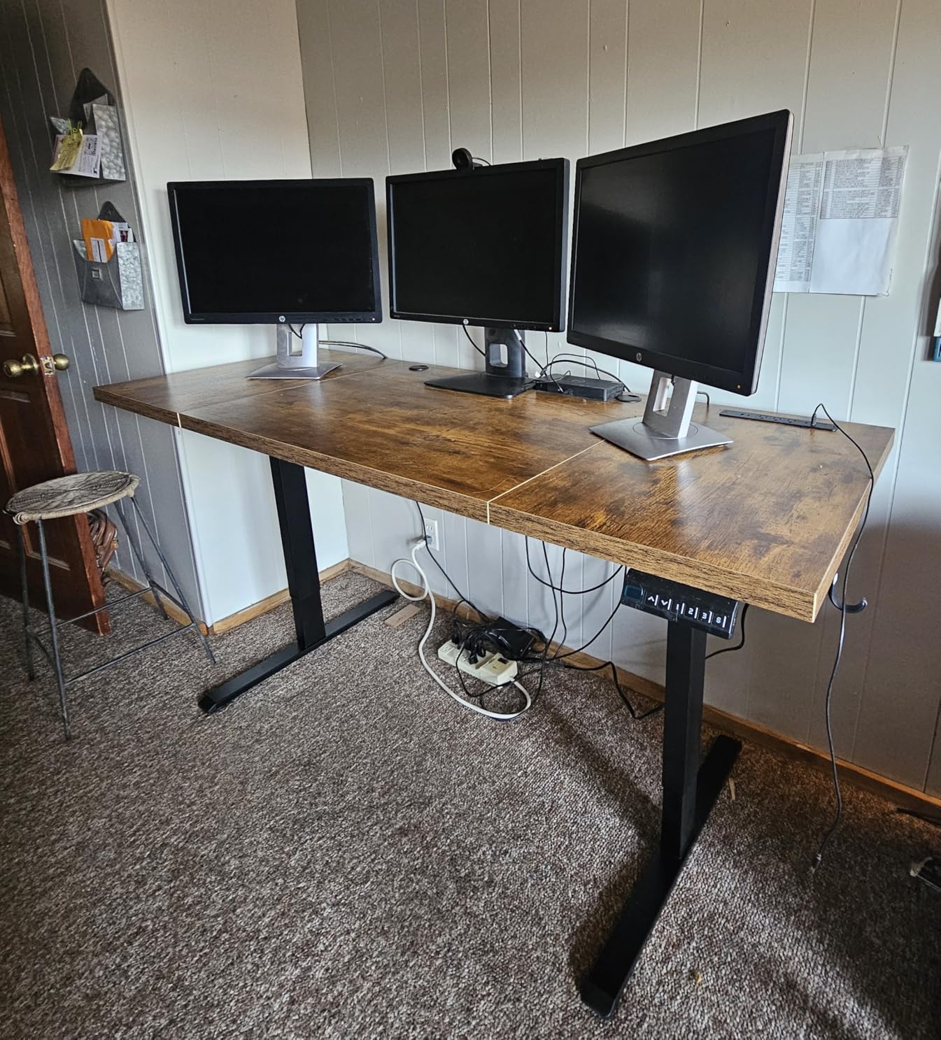 OffiGo 71 Inch Executive Electric Standing Desk, Height Adjustable Desk with Power Outlet & 1.38