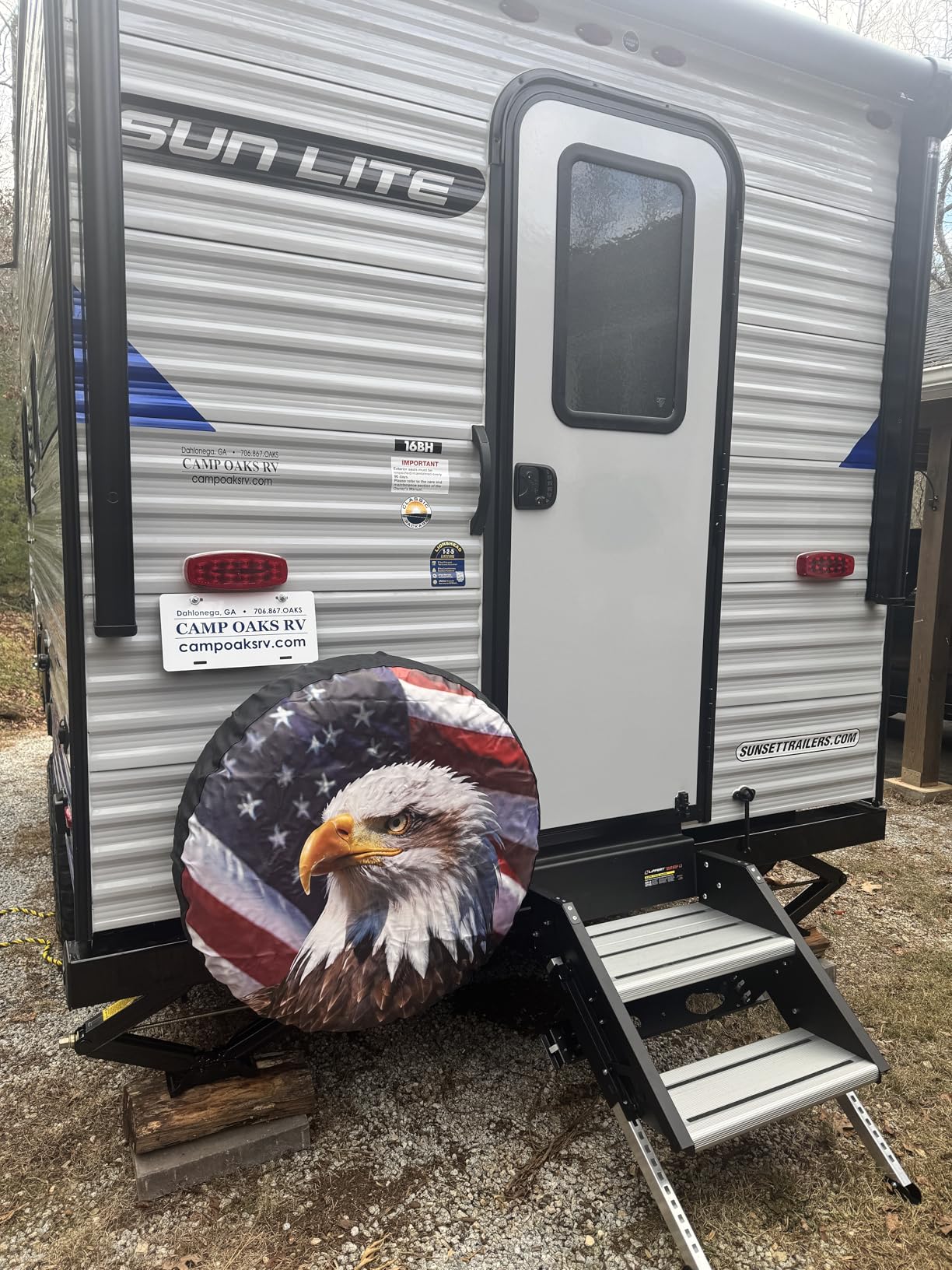 RV Spare Tire Cover with American Eagle USA Flag, Trailer Tire Covers PVC Leather for Truck SUV Wrangler Camper Vehicle Wheel Cover Waterproof Sun Dust Protection 17 inch customer photo 2
