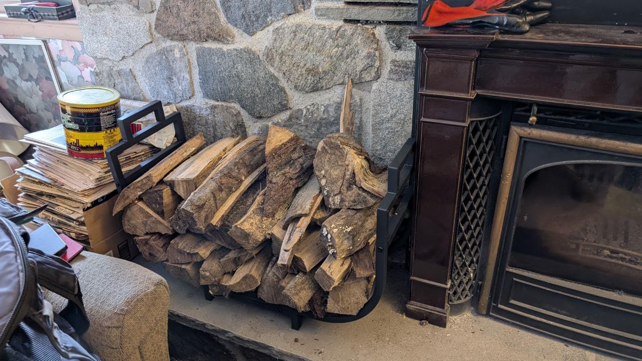 30 Inch Firewood Rack Outdoor Indoor with Handle and Log Carrier Bag, Stable Metal Wood Rack Heavy Duty Log Holder for Fireplace Patio Deck, Rustproof Firewood Storage Organizer Tool, Black customer photo 1