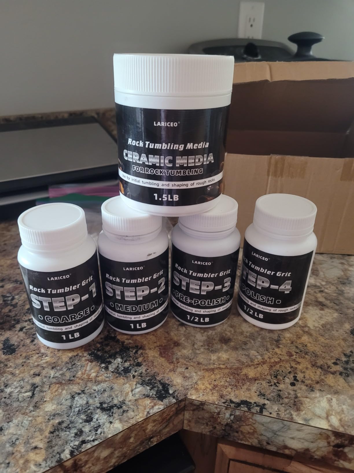 3LB Rock Tumbler Grit and Polish Refill Set, 4-Step Professional Polish Rock Tumbler Grit to Unlock Stunning Polished Stones. Ideal for National Geographic, KomeStone, and Other Polishers and Tumblers customer photo 2