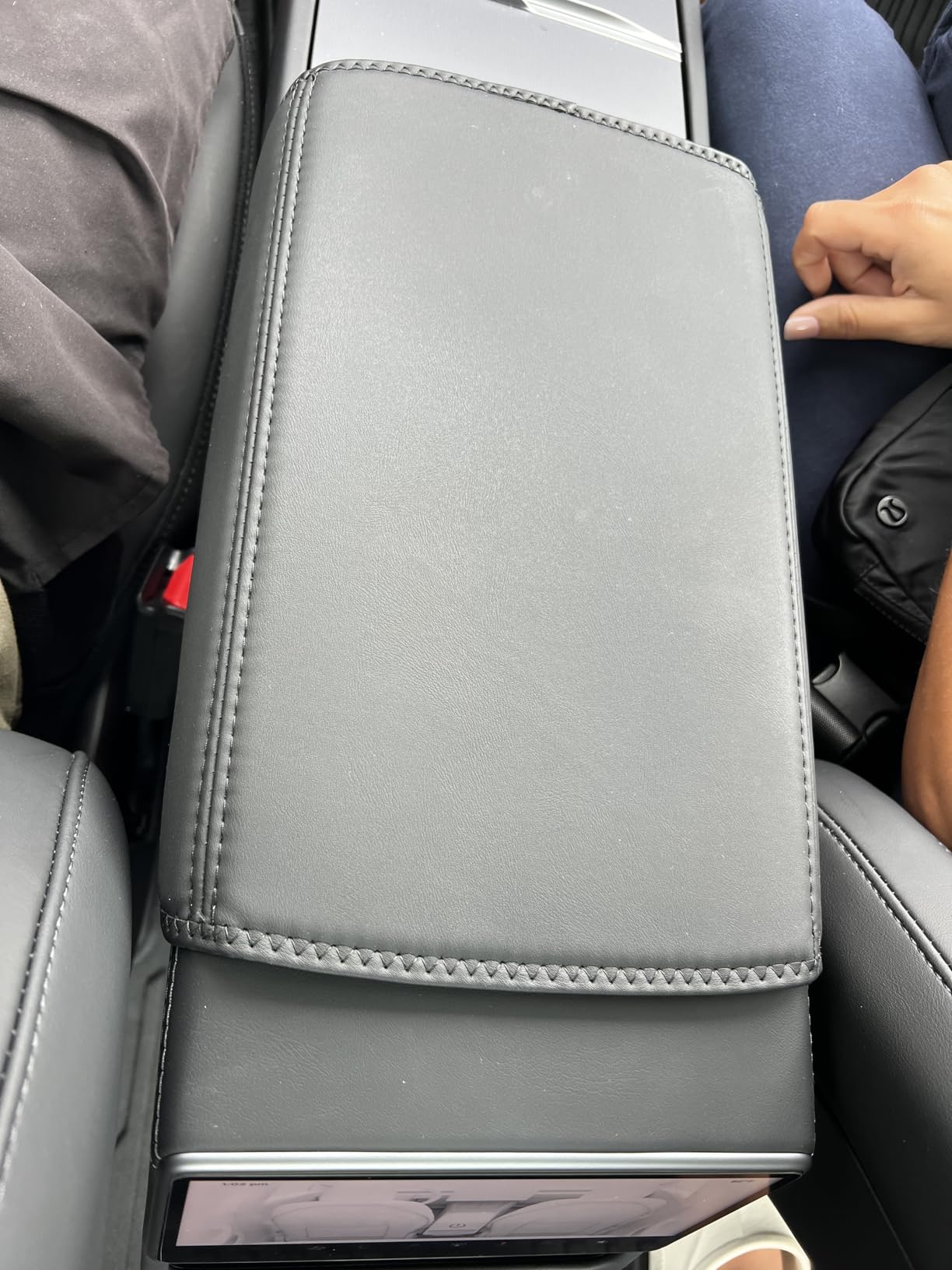 Armrest Cover for Tesla Model Y 2020-2025 Model 3 2017-2023, Original Mold Center Console Lid Protector, Premium Soft Leather, Custom Fit for Old Models customer photo 1