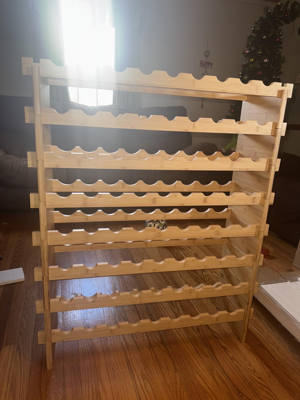 VEVOR 72 Bottle Upgrade Modular Wine Rack, Continuously Store Pinot Bottles, 8-Tier Bamboo Wood Storage Rack, Floor Freestanding Wines Holder Display Shelf, Wobble-Free Shelves for Kitchen Bar Cellar customer photo 1