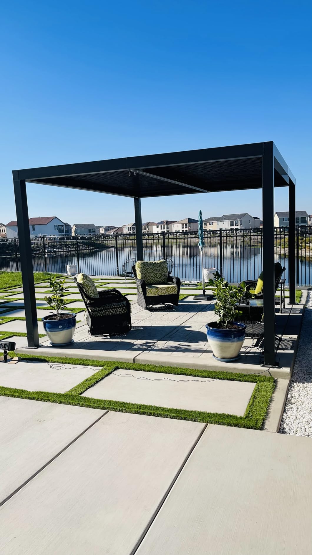 PURPLE LEAF LED Louvered Pergola 12'x 16' Full Aluminum Frame and Adjustable Roof Integrated Strip Lights for Outdoor Deck Garden Patio Gray Hardtop Gazebo Pergola customer photo 1