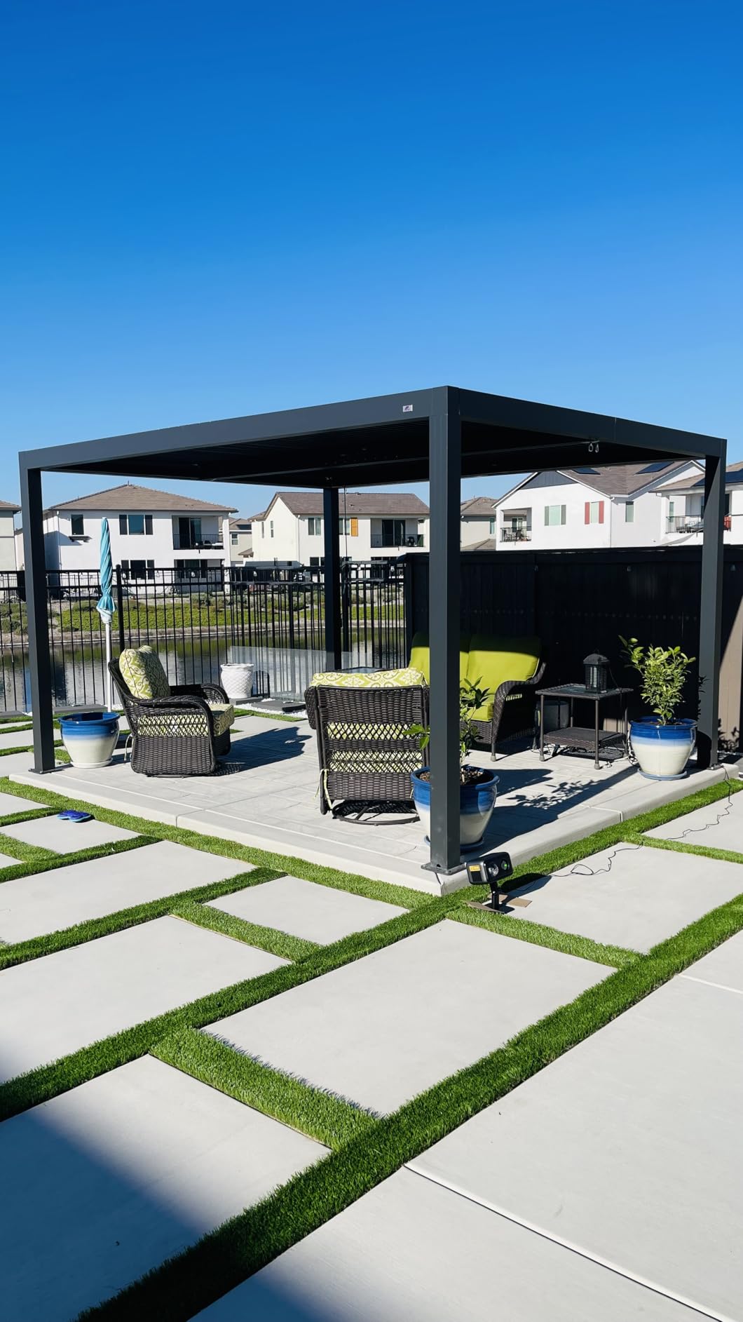 PURPLE LEAF LED Louvered Pergola 12'x 16' Full Aluminum Frame and Adjustable Roof Integrated Strip Lights for Outdoor Deck Garden Patio Gray Hardtop Gazebo Pergola customer photo 2